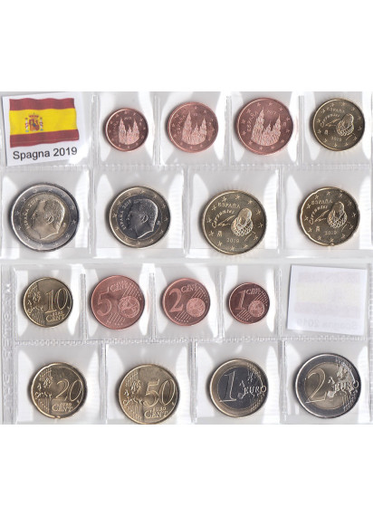 2019 - Serie 8 monete euro SPAGNA Fior di Conio